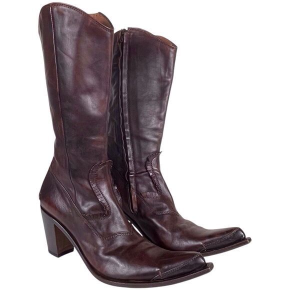 KOBRA Women's Leather Western Boots Size 39 (8.5–9) Brown Made in Italy EUC - Picture 16 of 16